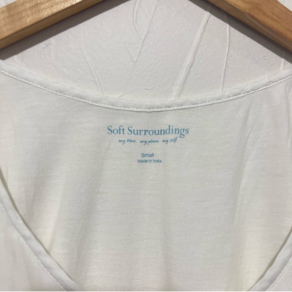 Soft Surroundings white 100% silk pleated-front sleeveless top (small) - Picture 3 of 4